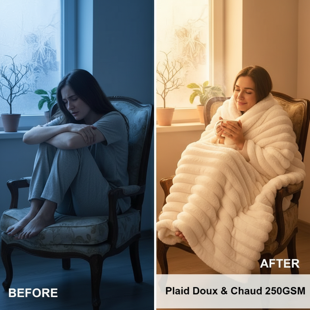 1pc Throw Blanket for Bed - 250GSM Soft & Warm Fluffy Blanket, Decorative Striped Blankets for Winter  Nap / Sleep